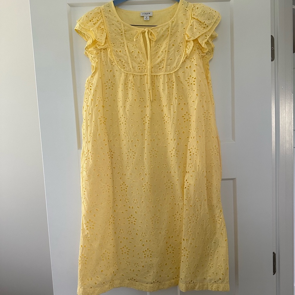 JCrew Eyelet Flutter Sleeve Dress Sz 6